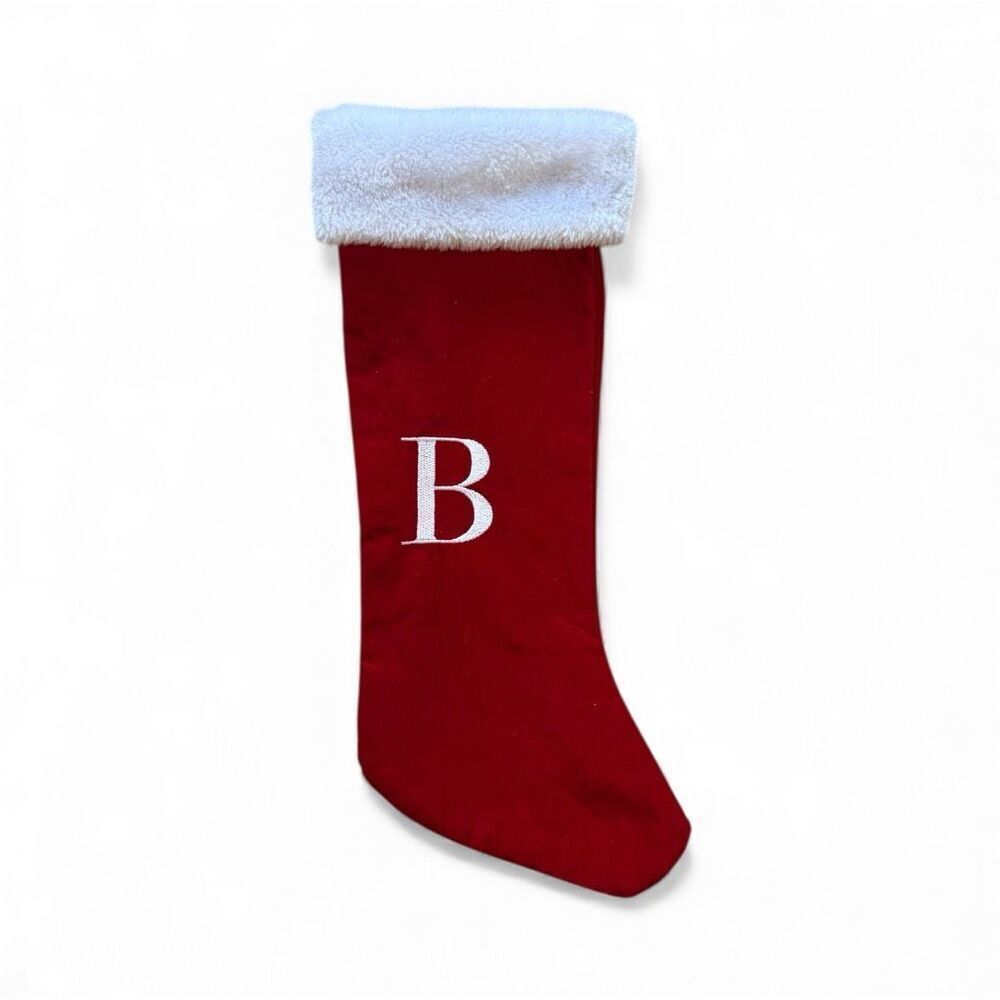 Brand New Wondershop Solid Red Letter B Holiday Christmas Stocking